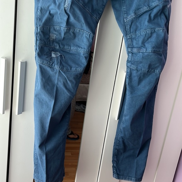 BALMAIN DISTRESSED TWILL MOTO SLIM STRAIGHT BLUE JEANS SIZE 34 is brand new - Picture 7 of 8